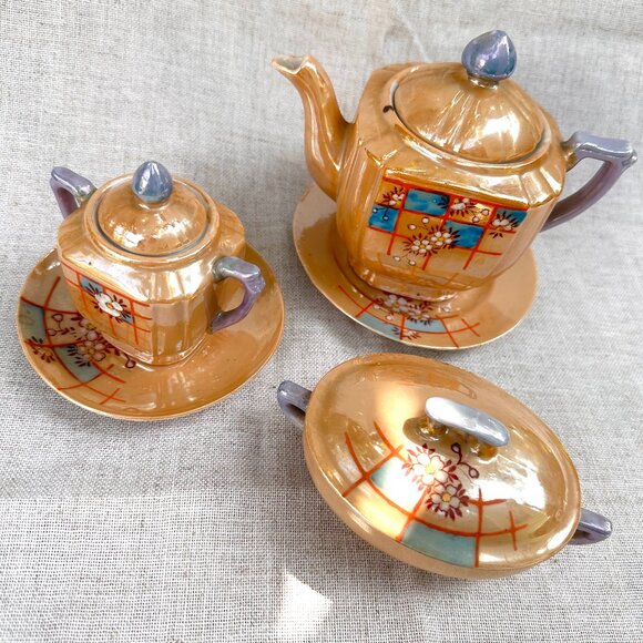 Vintage Made in Japan Lusterware Single Service Tea Set - Picture 1 of 14